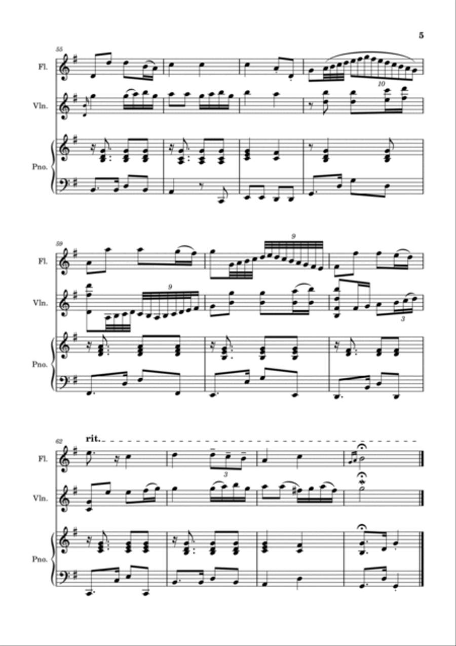 Por Una Cabeza by Carlos Gardel for Flute&Violin Duet Flute scores gallery preview page 5