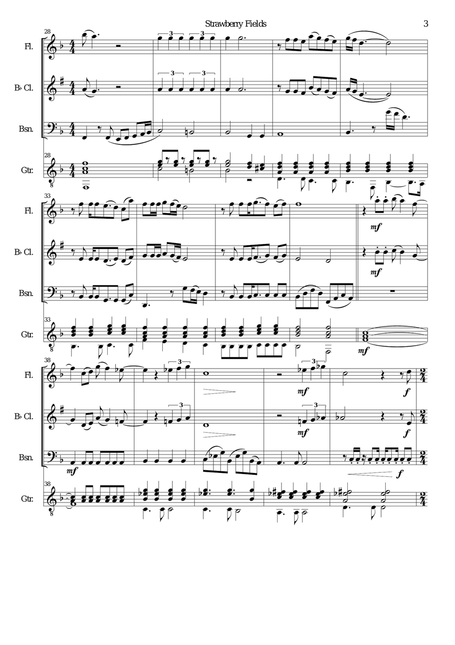 Strawberry Fields Forever Bassoon scores gallery preview page 3