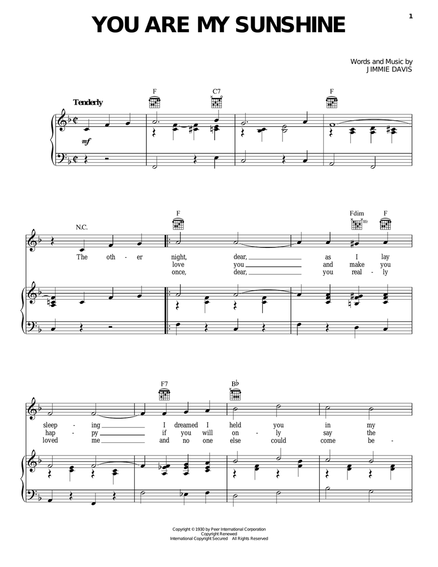 You Are My Sunshine Acoustic Guitar scores gallery preview page 1