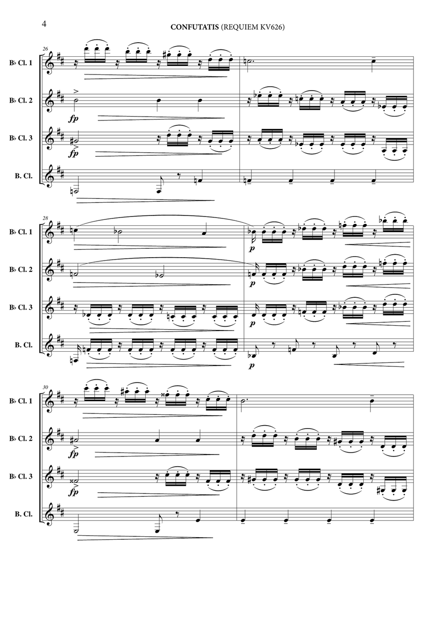 Confutatis (Requiem KV 626) Clarinet Quartet scores gallery preview page 5