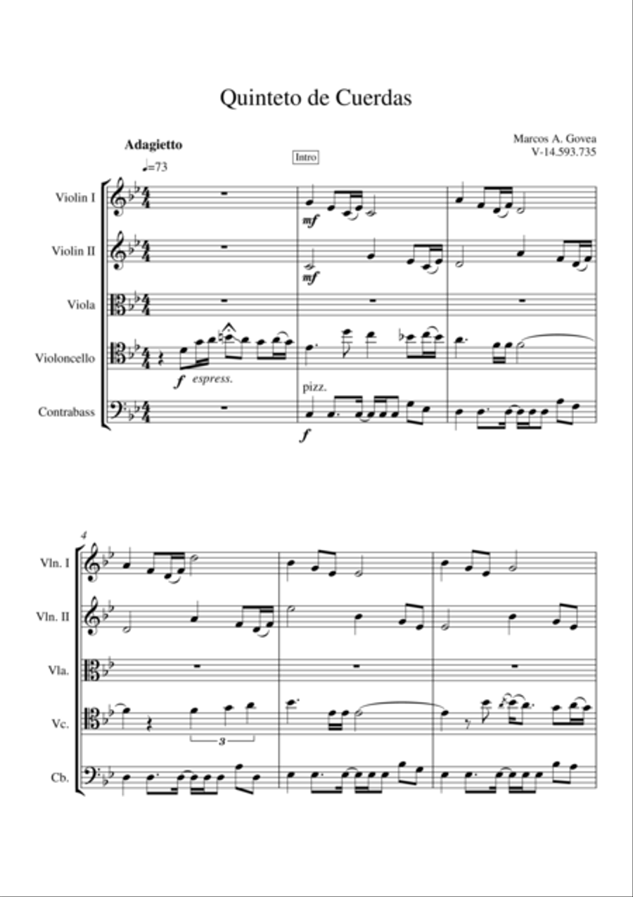 Quinteto de Cuerdas String Quintet scores gallery preview page 1