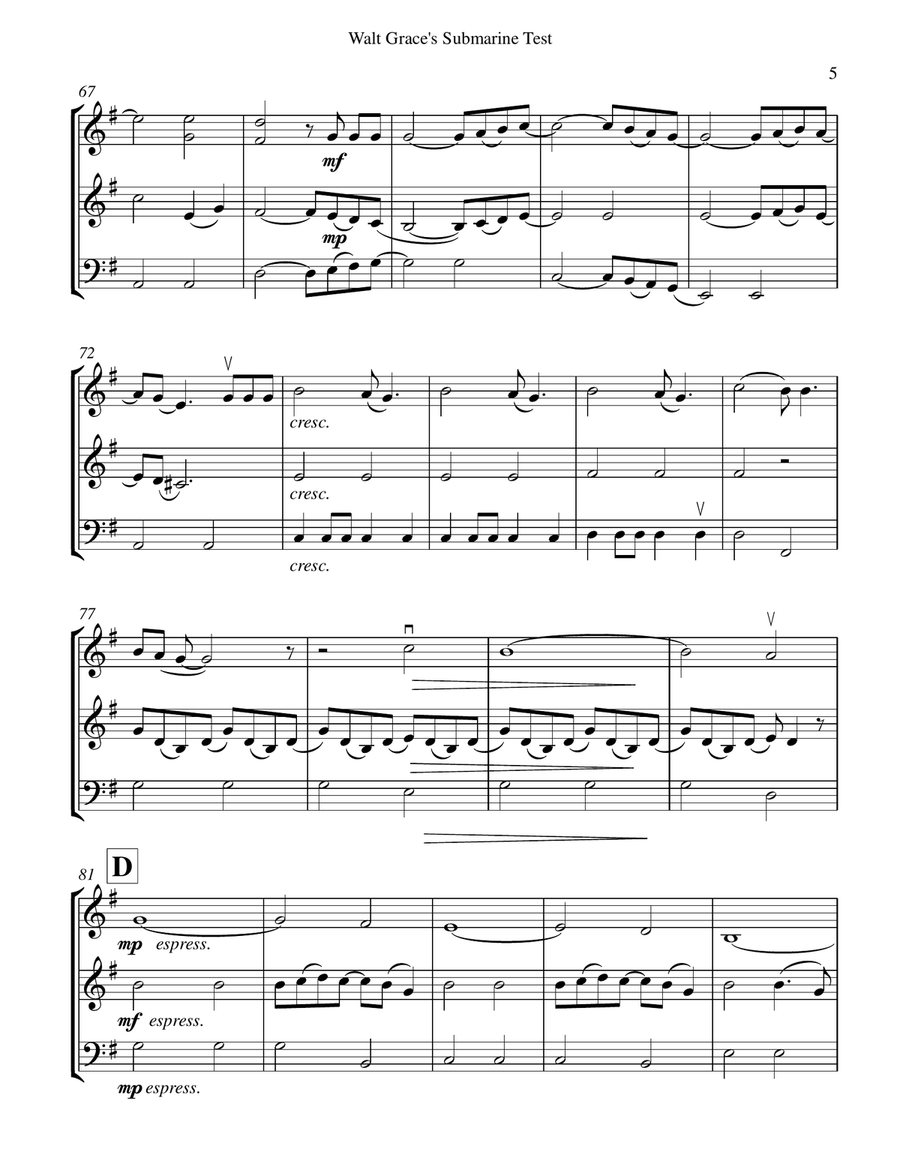 Walt Grace's Submarine Test January 1967 String Trio scores gallery preview page 6