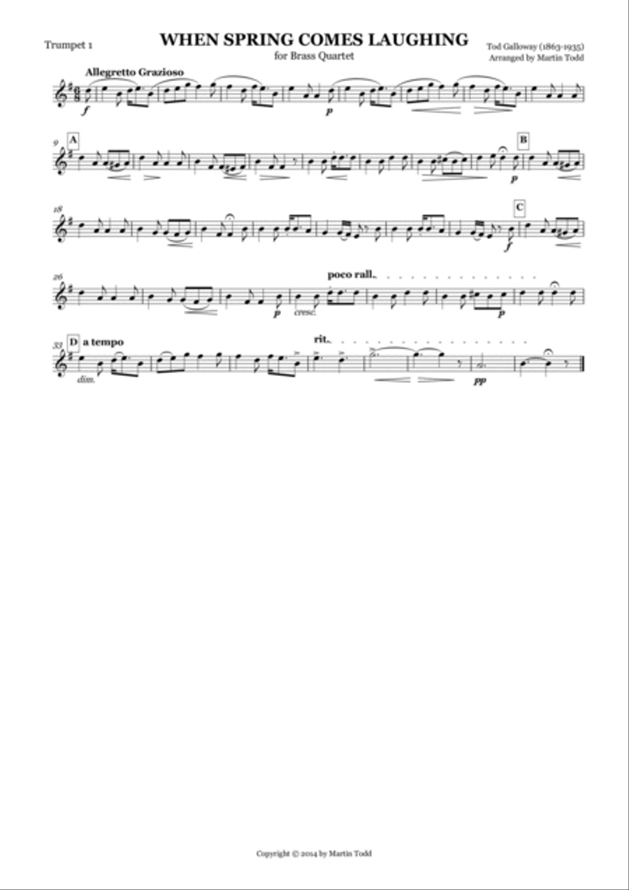 When Spring Comes Laughing for Brass Quartet Brass Quartet scores gallery preview page 3