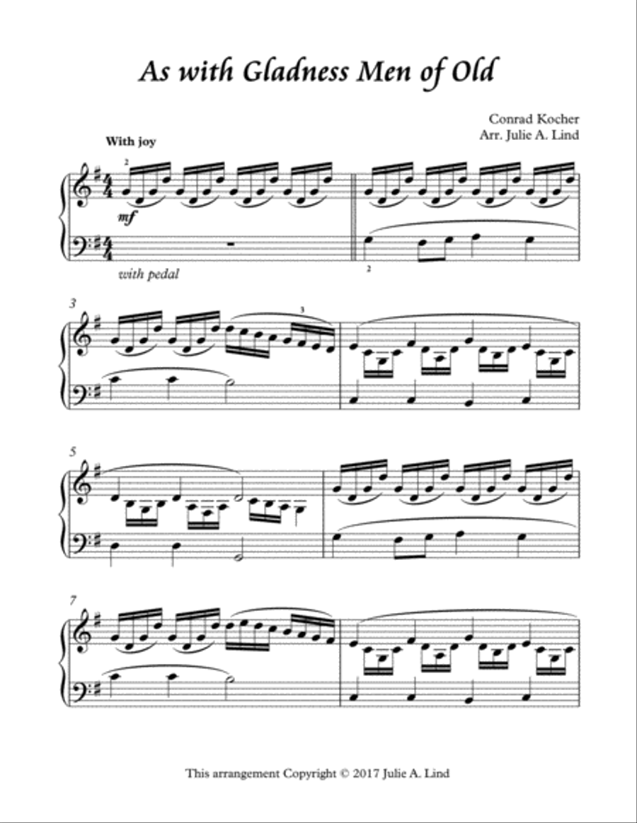 As with Gladness Men of Old Piano Solo scores gallery preview page 1