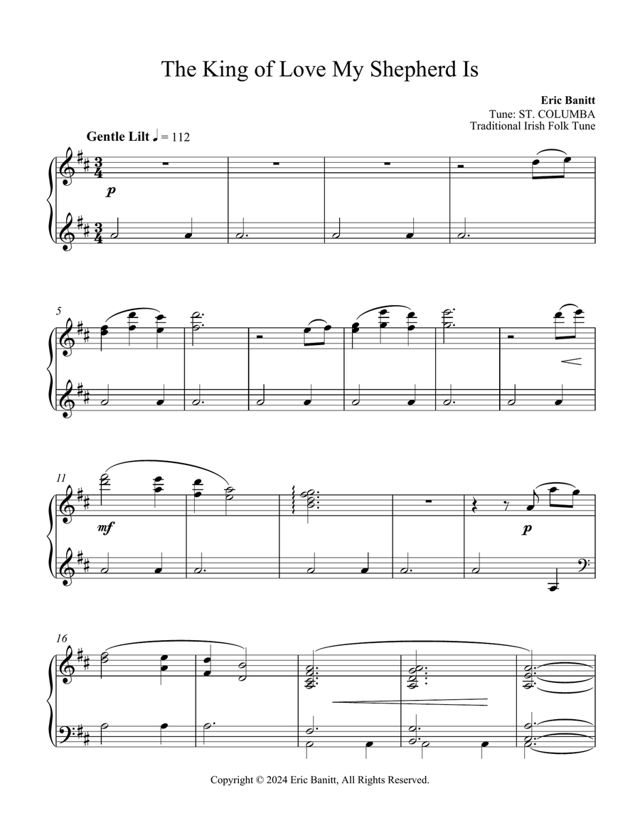 The King of Love My Shepherd Is (ST COLUMBA) Piano Solo scores gallery preview page 1