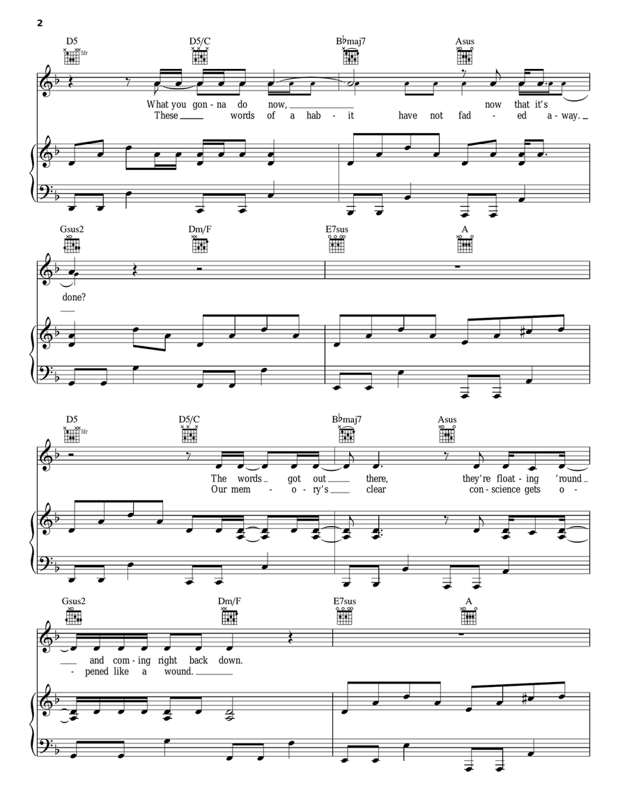 White Skin Black Heart Piano, Vocal, Guitar scores gallery preview page 2