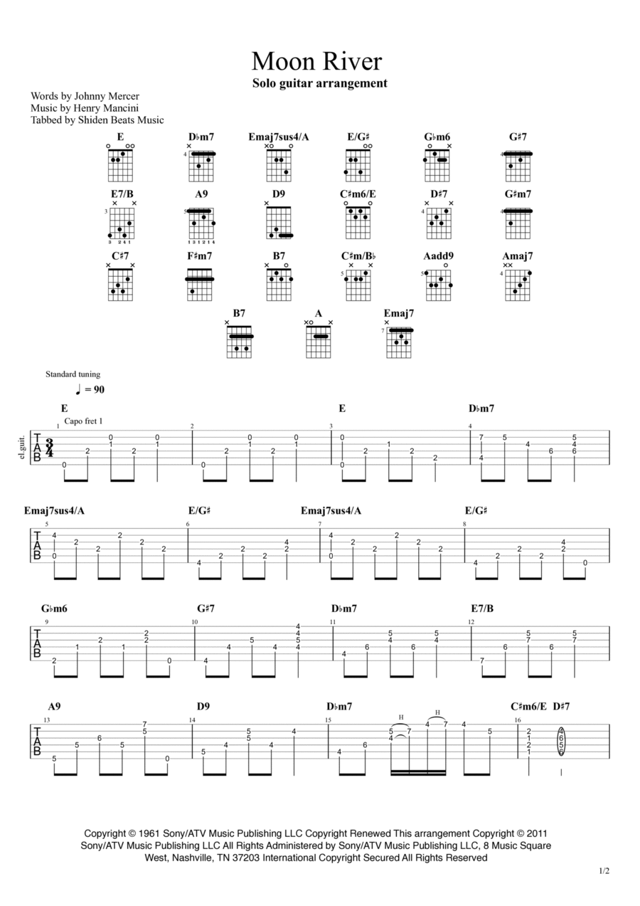 Moon River Electric Guitar scores gallery preview page 1
