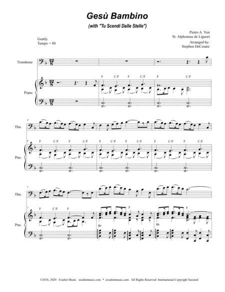 Gesu Bambino (with "Tu Scendi Dalle Stelle") (for Trombone solo and Piano) image number null