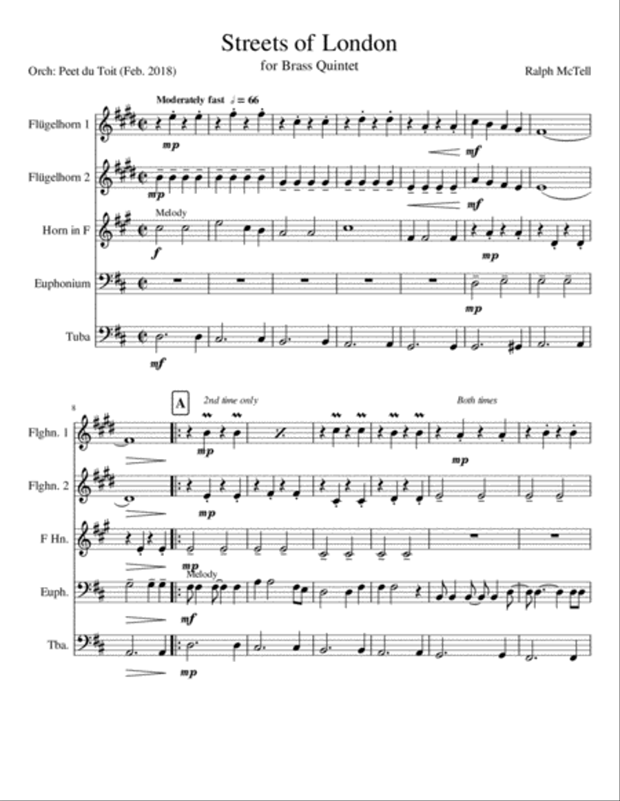 Streets Of London Streets Of London Brass Ensemble scores gallery preview page 1