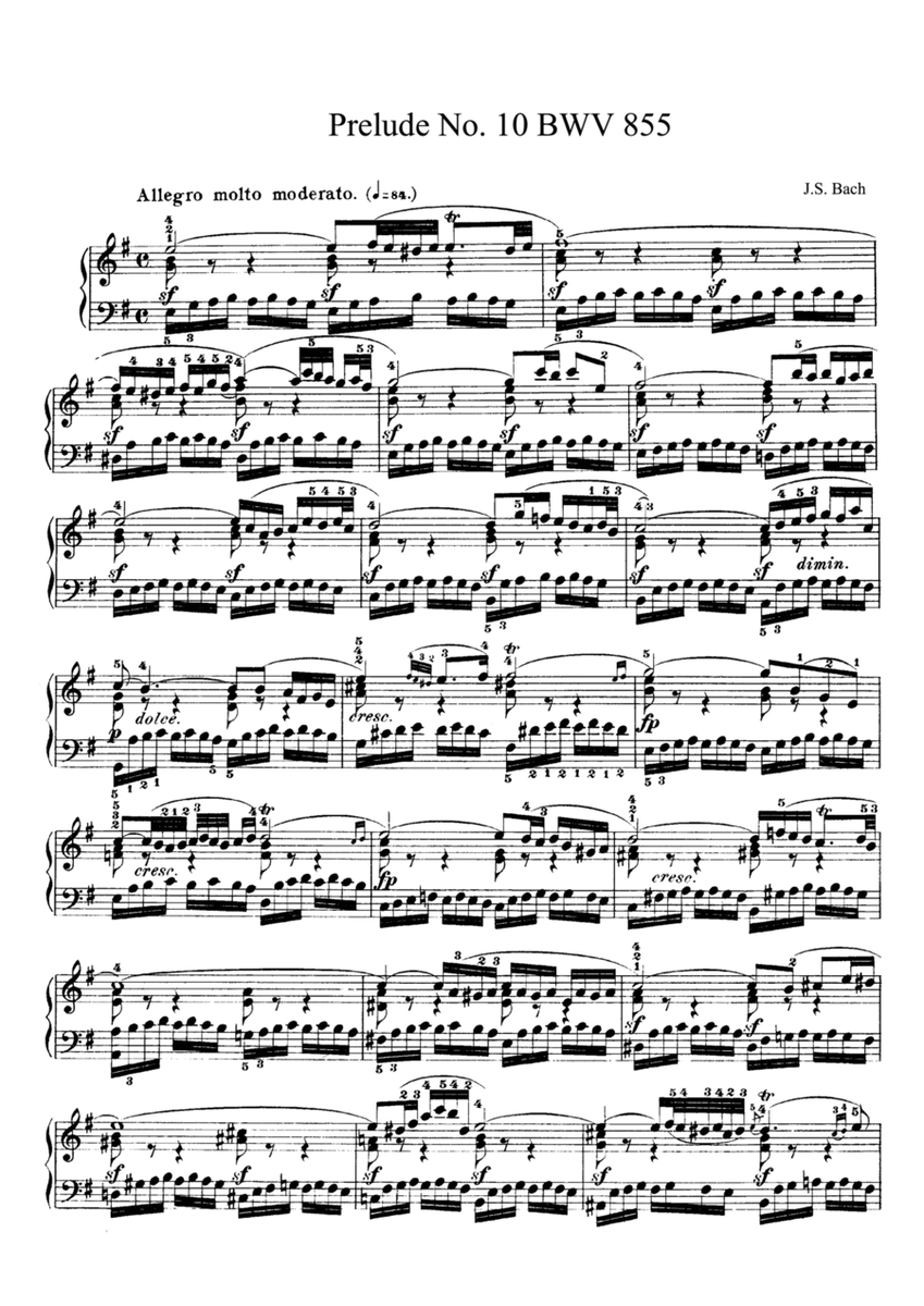 Bach Prelude and Fugue No. 10 BWV 855 in E Minor. The Well-Tempered Clavier Book I