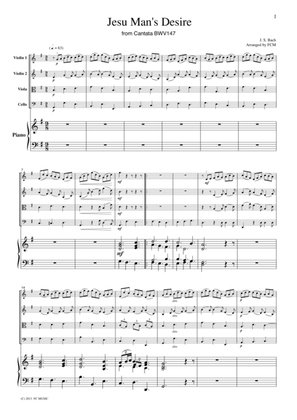 J.S.Bach Jesu, Joy of Man's Desire from Cantata BWV147, for Piano Quintet, PB901