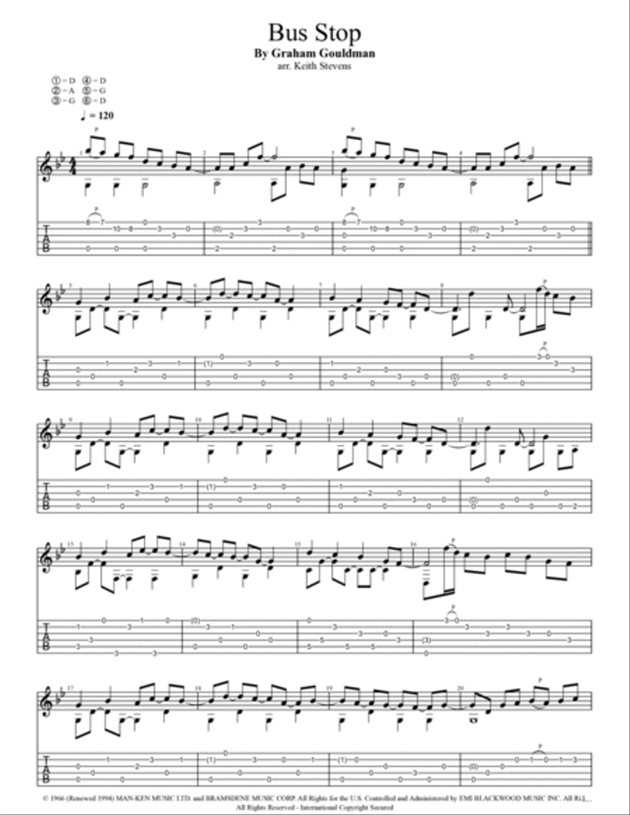 Bus Stop Guitar Solo scores gallery preview page 2