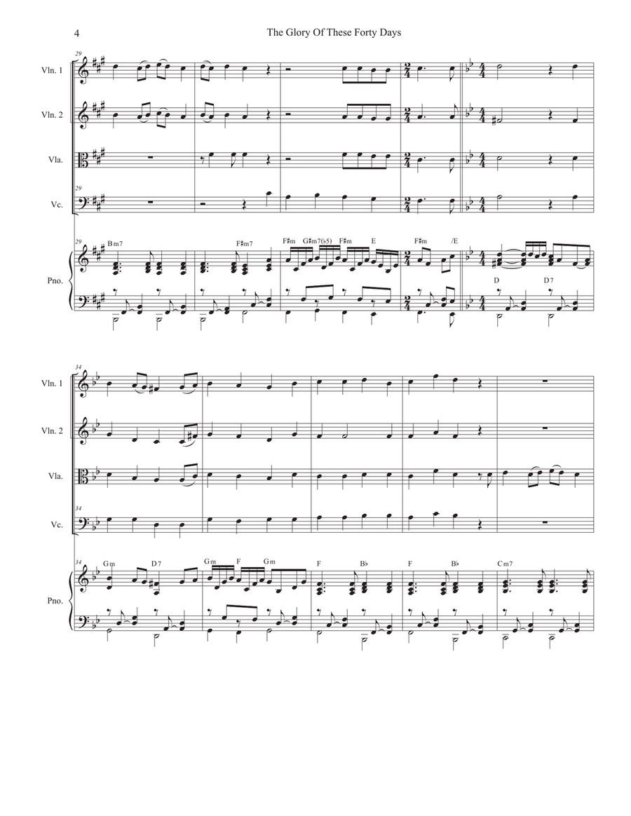 The Glory Of These Forty Days (String Quartet and Piano) String Quartet scores gallery preview page 4