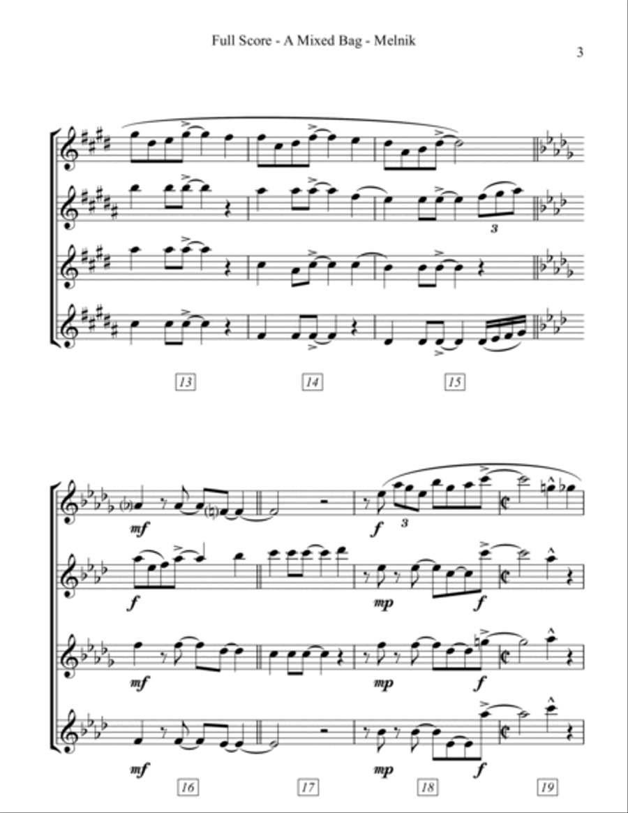 A Mixed Bag Saxophone Quartet scores gallery preview page 3