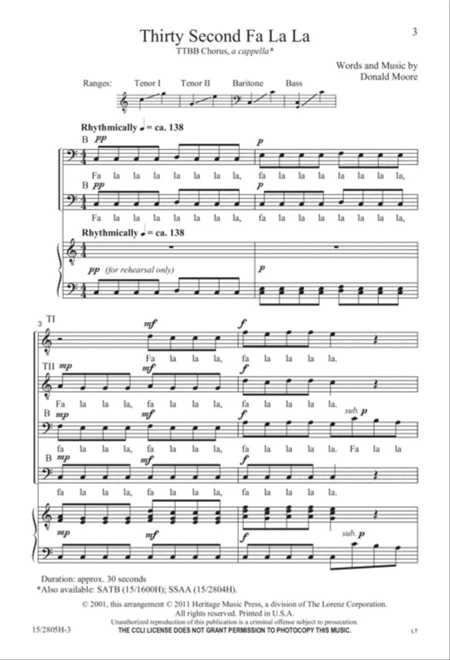 Thirty Second Fa La La Thirty Second Fa La La TTBB scores gallery preview page 4
