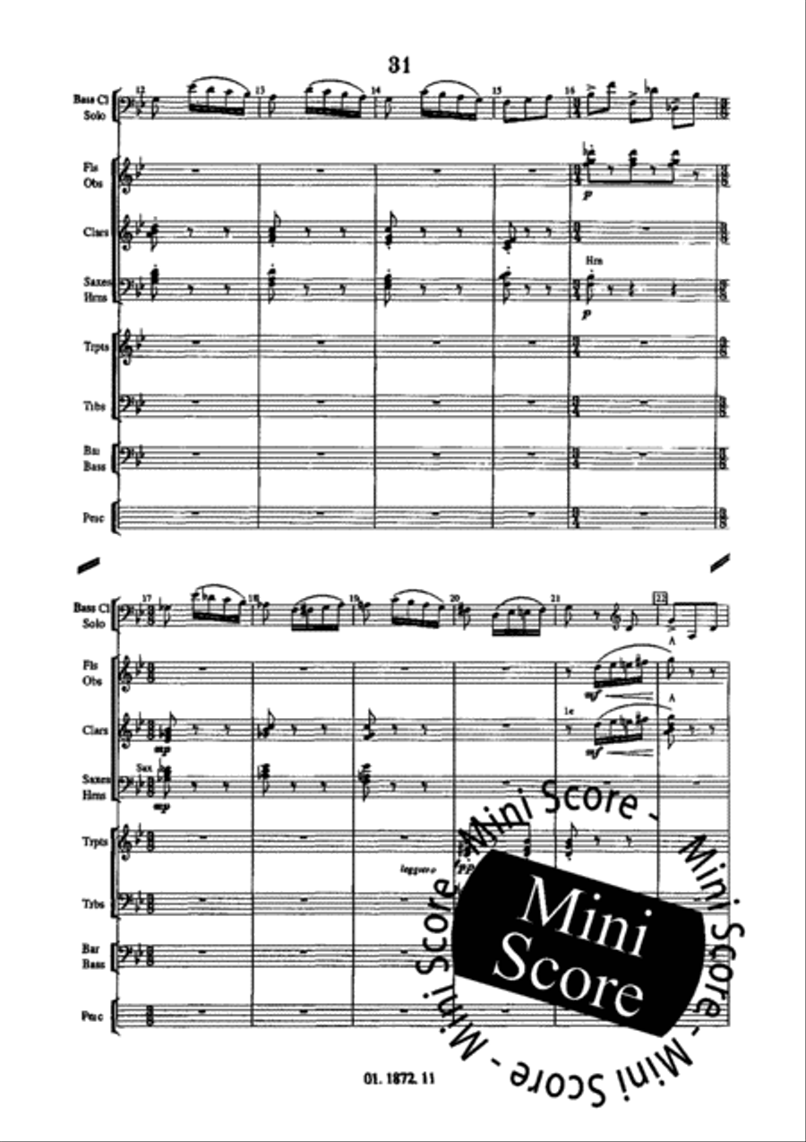 Concerto for Bass Clarinet and Band Concert Band scores gallery preview page 35