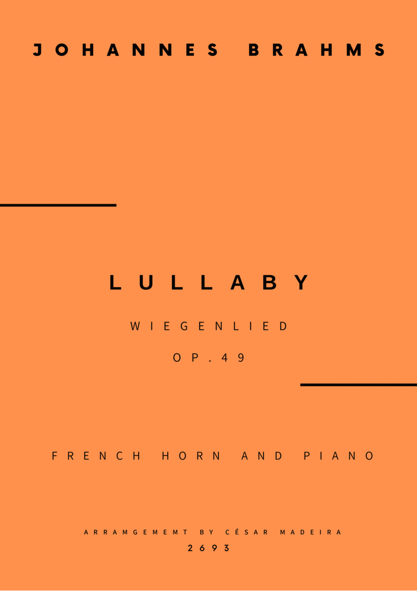 Brahms' Lullaby - French Horn and Piano (Full Score and Parts) image number null