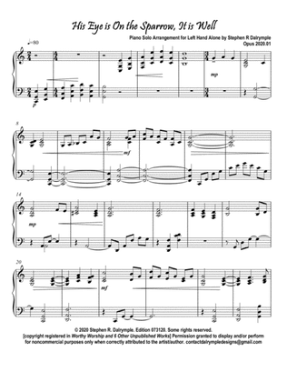 His Eye is On the Sparrow - piano solo arrangement for left hand alone by Stephen R Dalrymple