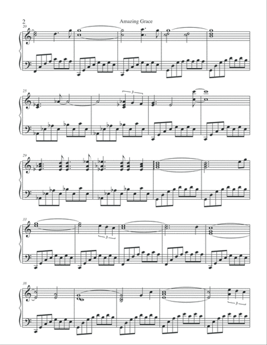 Amazing Grace Piano Solo scores gallery preview page 3