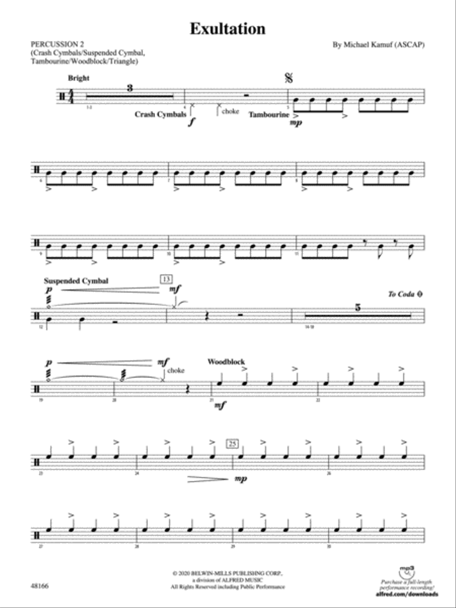 Exultation: 2nd Percussion Concert Band scores gallery preview page 1