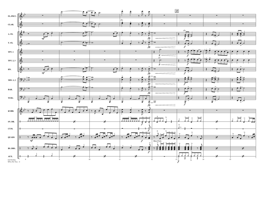 Who Are You - Full Score Who Are You - Full Score Marching Band scores gallery preview page 3