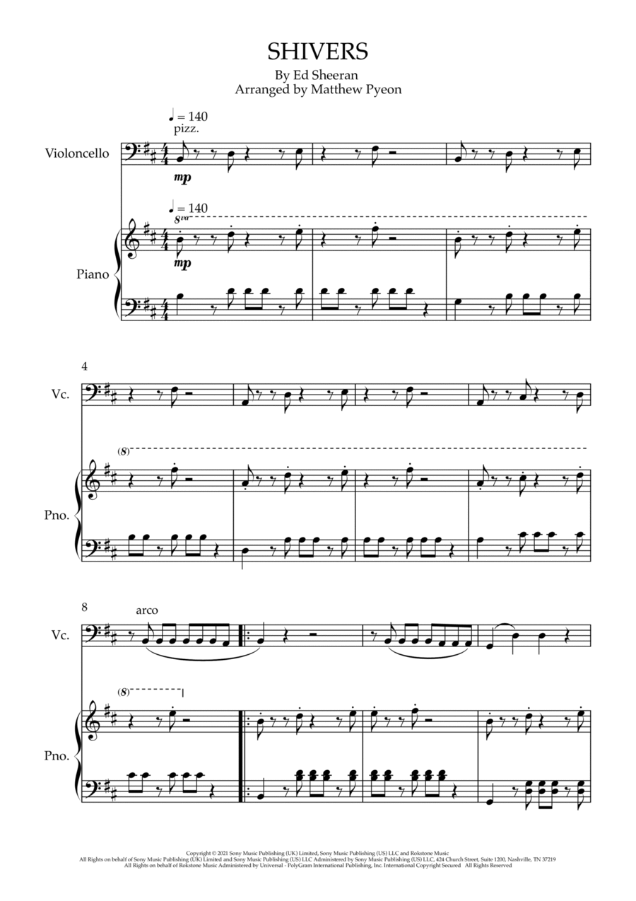 Shivers Piano scores gallery preview page 1