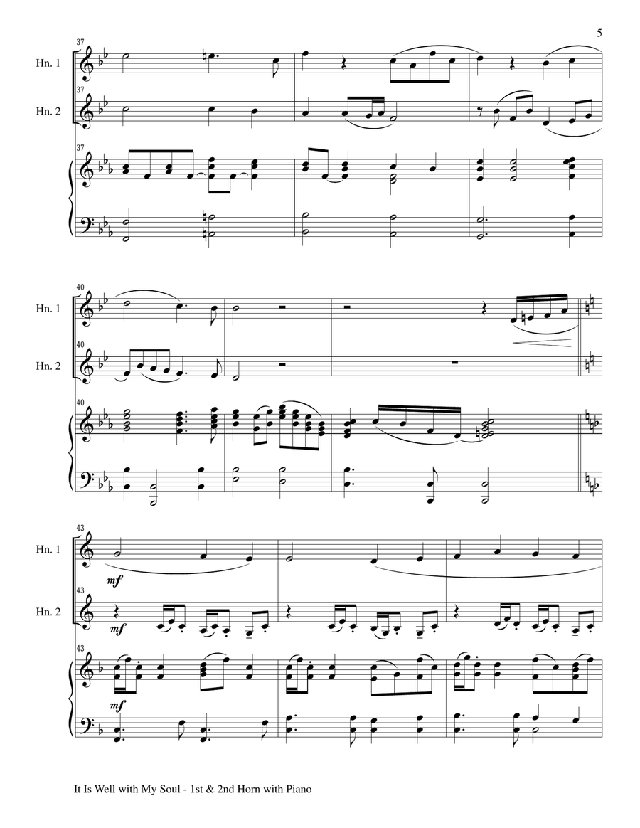 IT IS WELL WITH MY SOUL (Trio - French Horn 1 & 2, and Piano with Score and Parts) Brass Trio scores gallery preview page 5