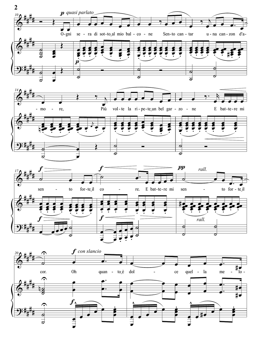 GASTALDON: Musica proibita, Op. 5 (transposed to E major) Piano, Vocal scores gallery preview page 3