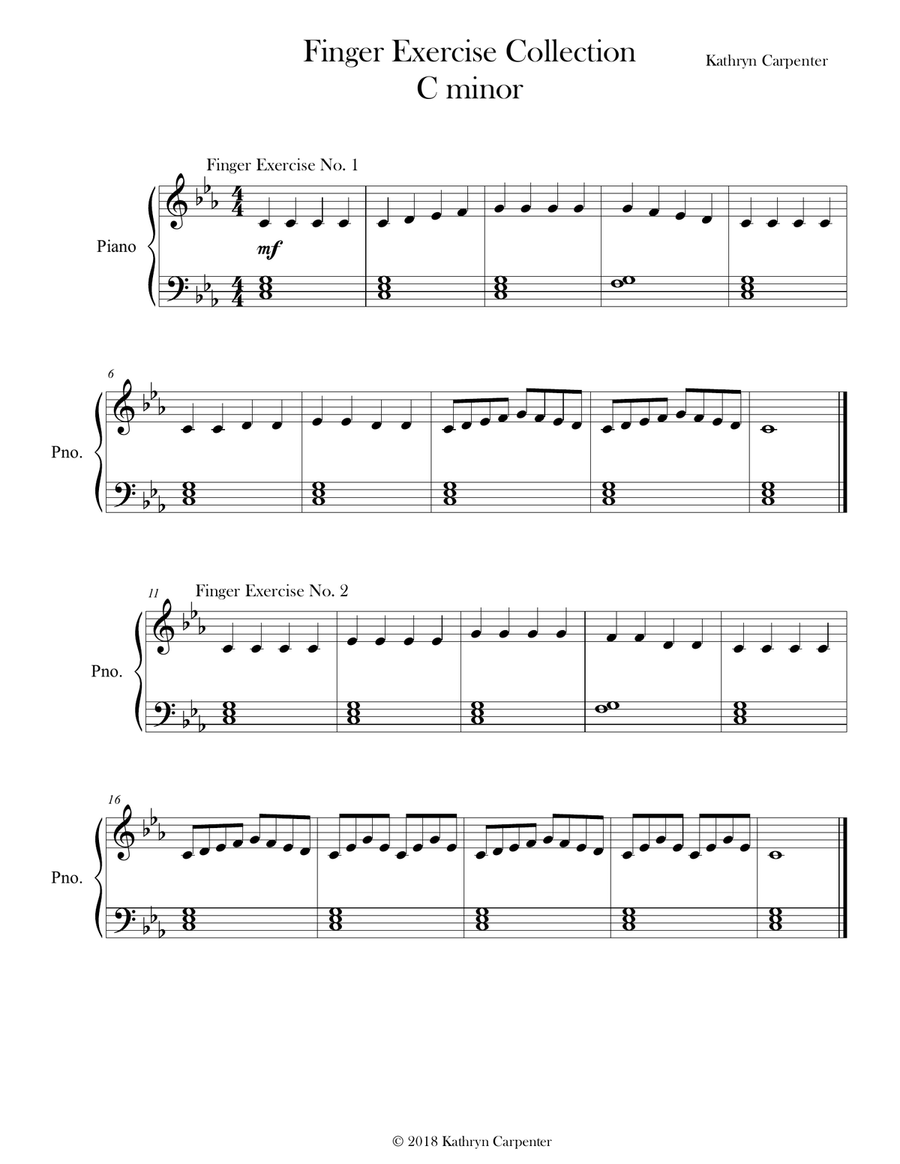 Finger Exercise Collection (8 exercises in C minor) Piano Method scores gallery preview page 1