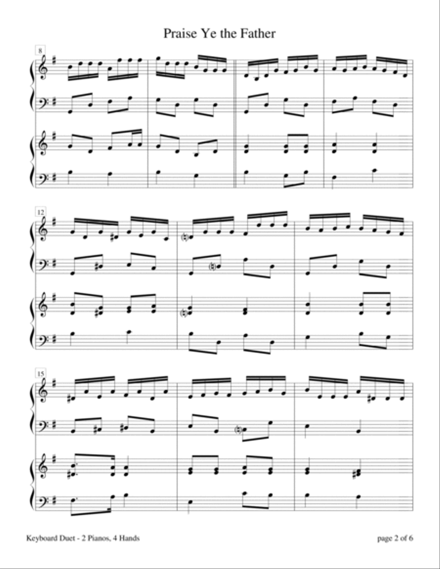 Praise Ye The Father (Keyboard Duet - 2 Pianos, 4 Hands) 2 Pianos, 4-Hands scores gallery preview page 6