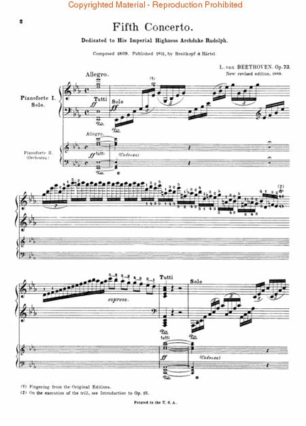 Concerto No. 5 in Eb (“Emperor”), Op. 73 (2-piano score)