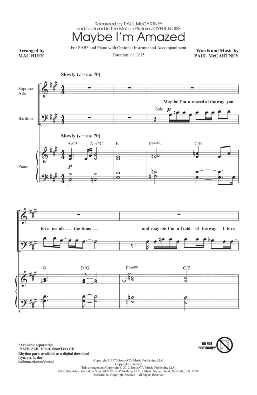 Maybe I'm Amazed Maybe I'm Amazed 3-Part scores gallery preview page 1