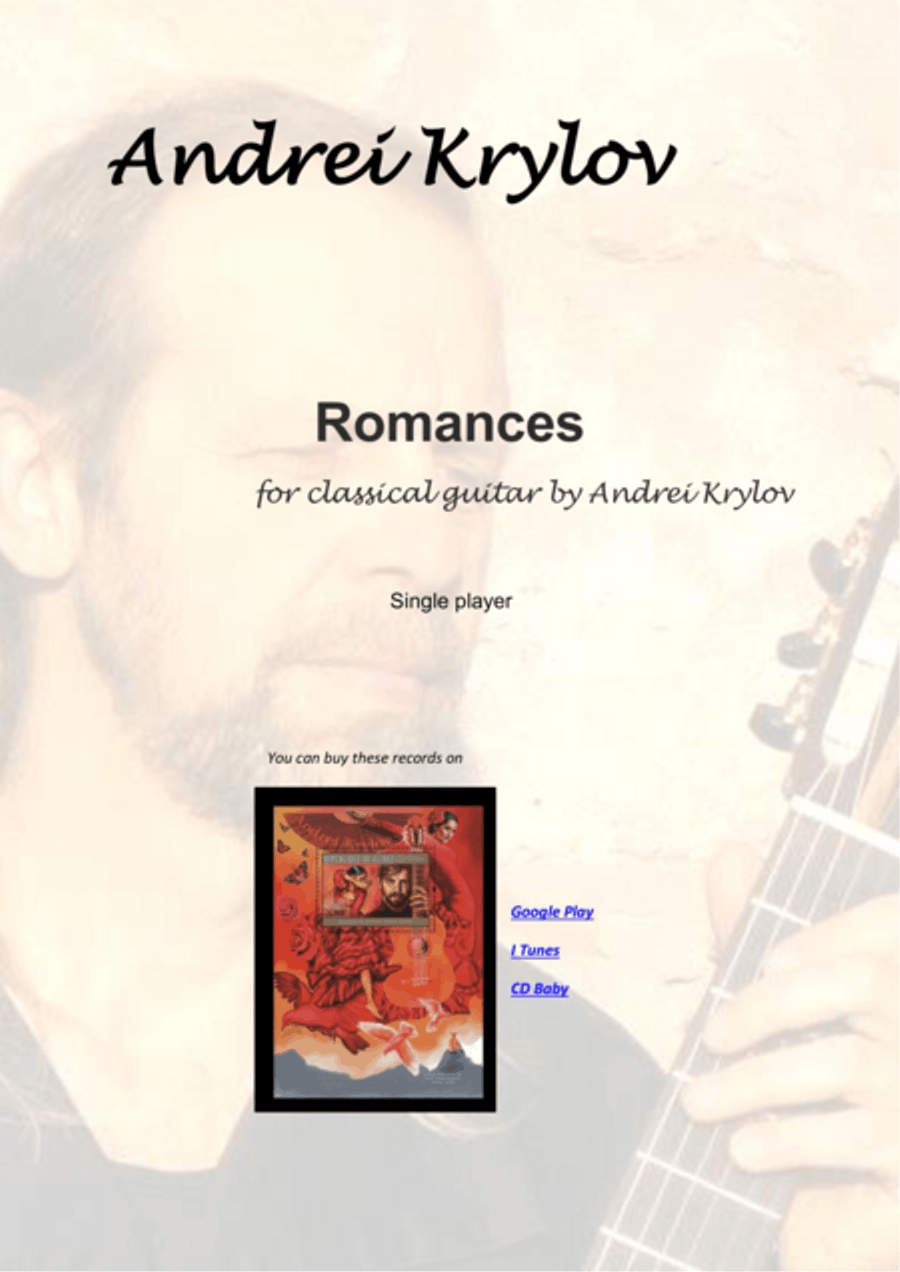 7 Romances for classical guitar. Two for violin and guitar. Music by Andrei Krylov String Duet scores gallery preview page 1