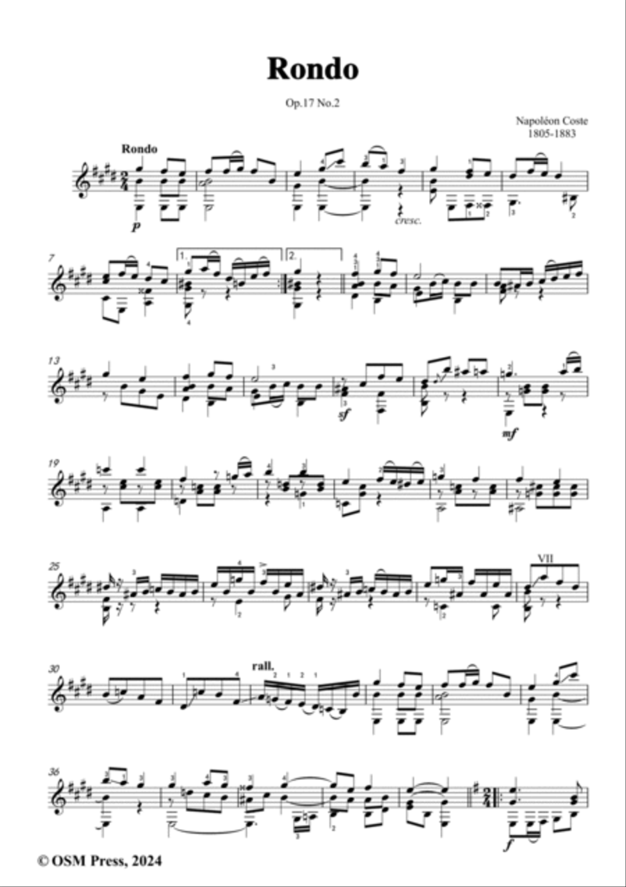 Coste-Rondo,Op.17 No.2,from 'Les montagnards,Op.17',for Guitar Acoustic Guitar scores gallery preview page 2