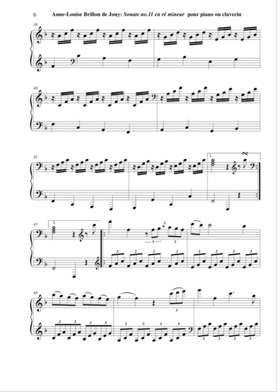 Anne-Louise Brillon de Jouy: Sonata no. 11 in d minor for piano or harpsichord Harpsichord scores gallery preview page 6