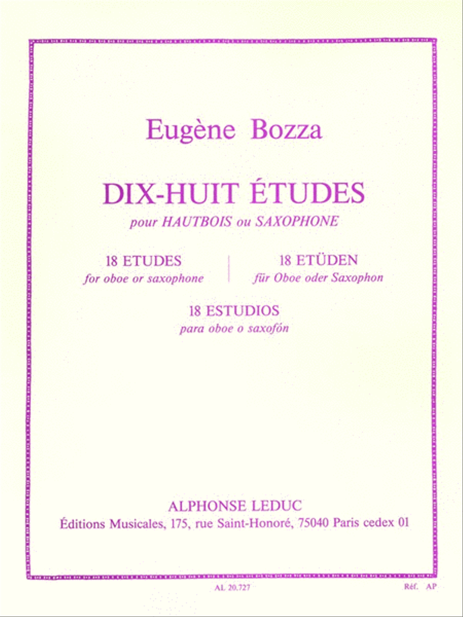18 Etudes For Oboe Or Saxophone (oboe And Saxophone) Saxophone scores gallery preview page 1