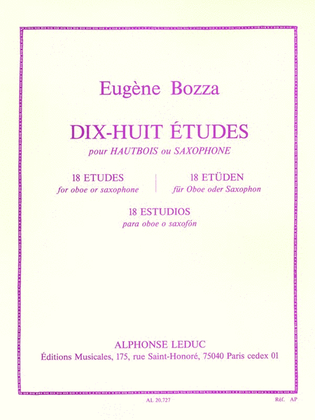 Book cover for 18 Etudes For Oboe Or Saxophone (oboe And Saxophone)