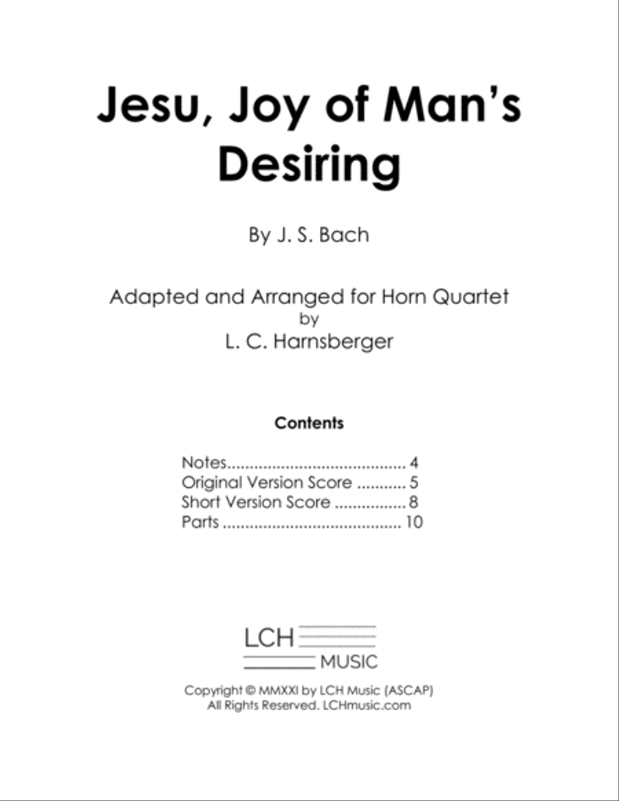 Jesu, Joy of Man's Desiring for Horn Quartet French Horn Quartet scores gallery preview page 3