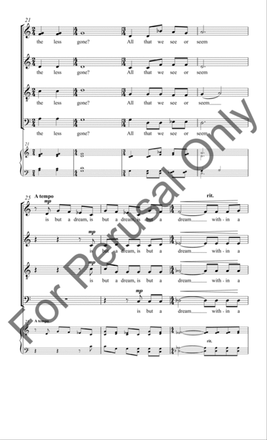 A Dream Within a Dream 4-Part scores gallery preview page 5