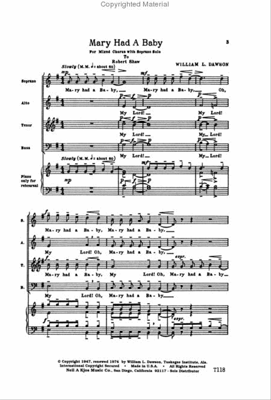Mary Had A Baby SATB 4-Part scores gallery preview page 2