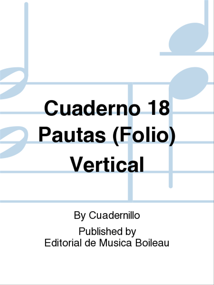 Cuaderno 18 Pautas (Folio) Vertical Staff Paper scores gallery preview page 1