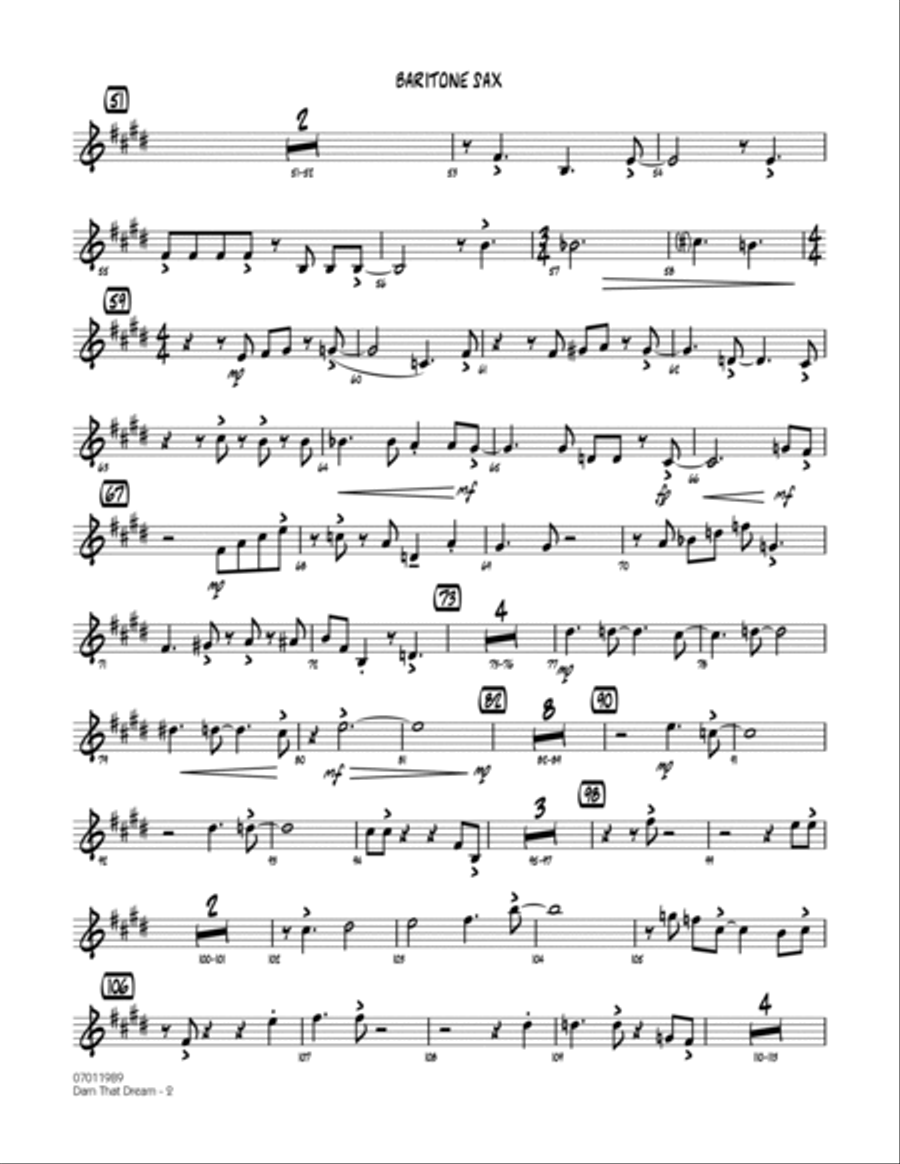 Darn That Dream - Baritone Sax Jazz Ensemble scores gallery preview page 2