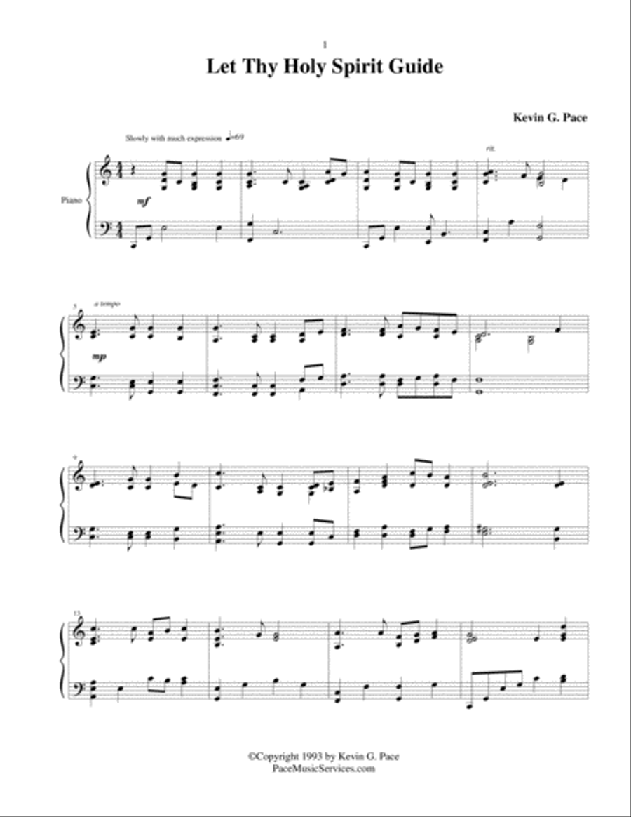 Let Thy Holy Spirit Guide - original piano solo prelude image number null