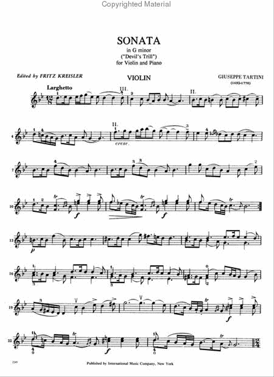 Sonata in G minor 'Devil's Trill' Violin Solo scores gallery preview page 2
