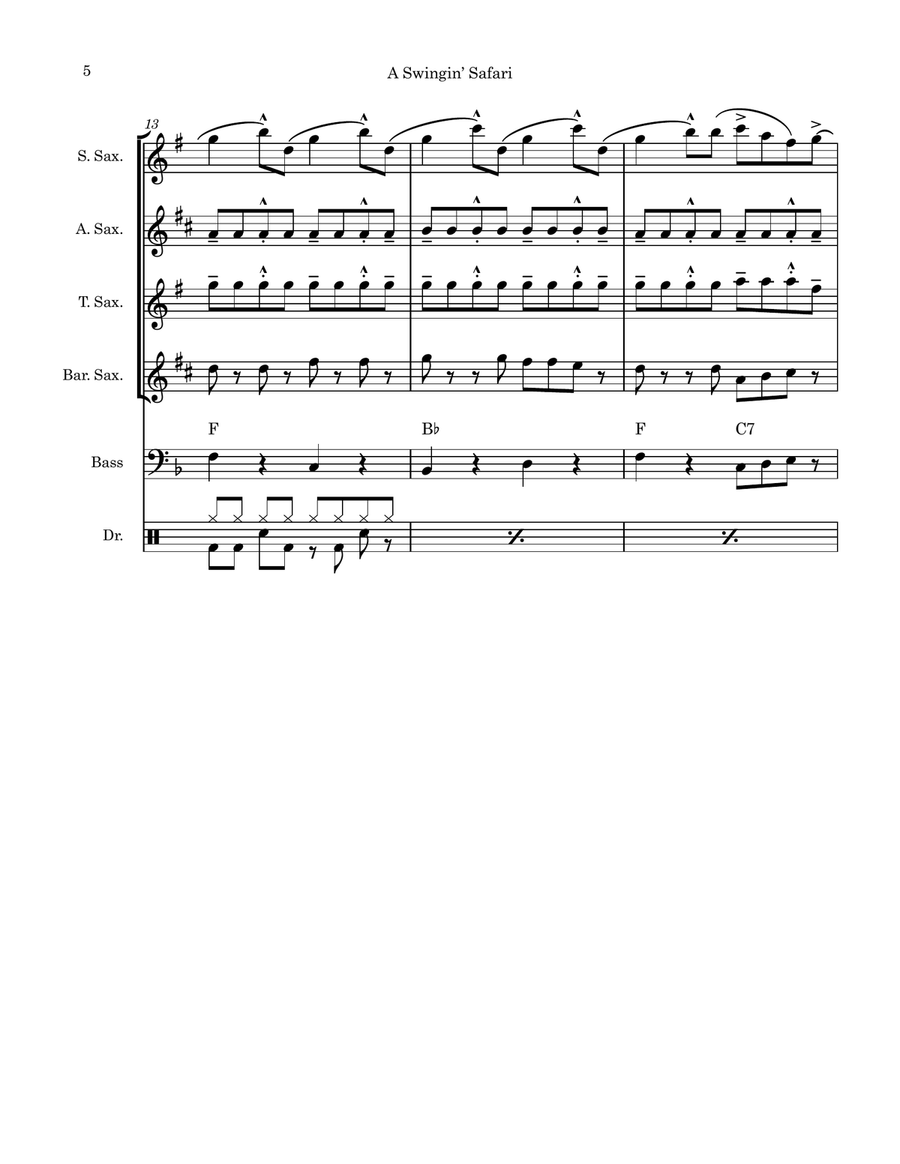 A Swingin' Safari Saxophone Quartet scores gallery preview page 5