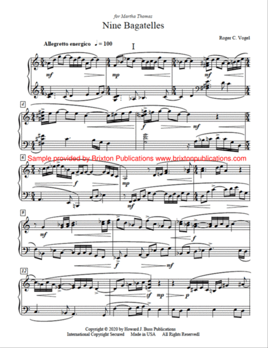 Nine Bagatelles Nine Bagatelles Piano Solo scores gallery preview page 2
