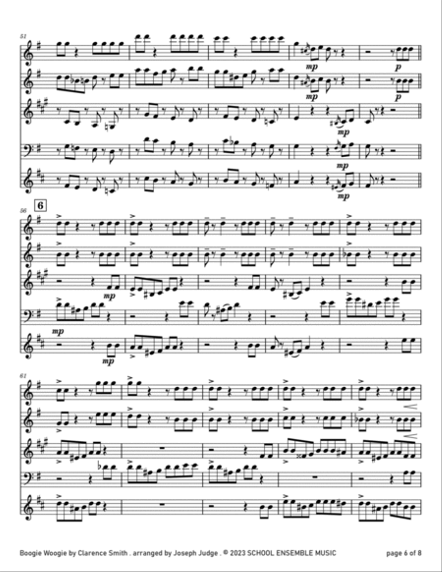 Boogie Woogie by Smith for Woodwind Quartet in Schools Woodwind Quartet scores gallery preview page 6