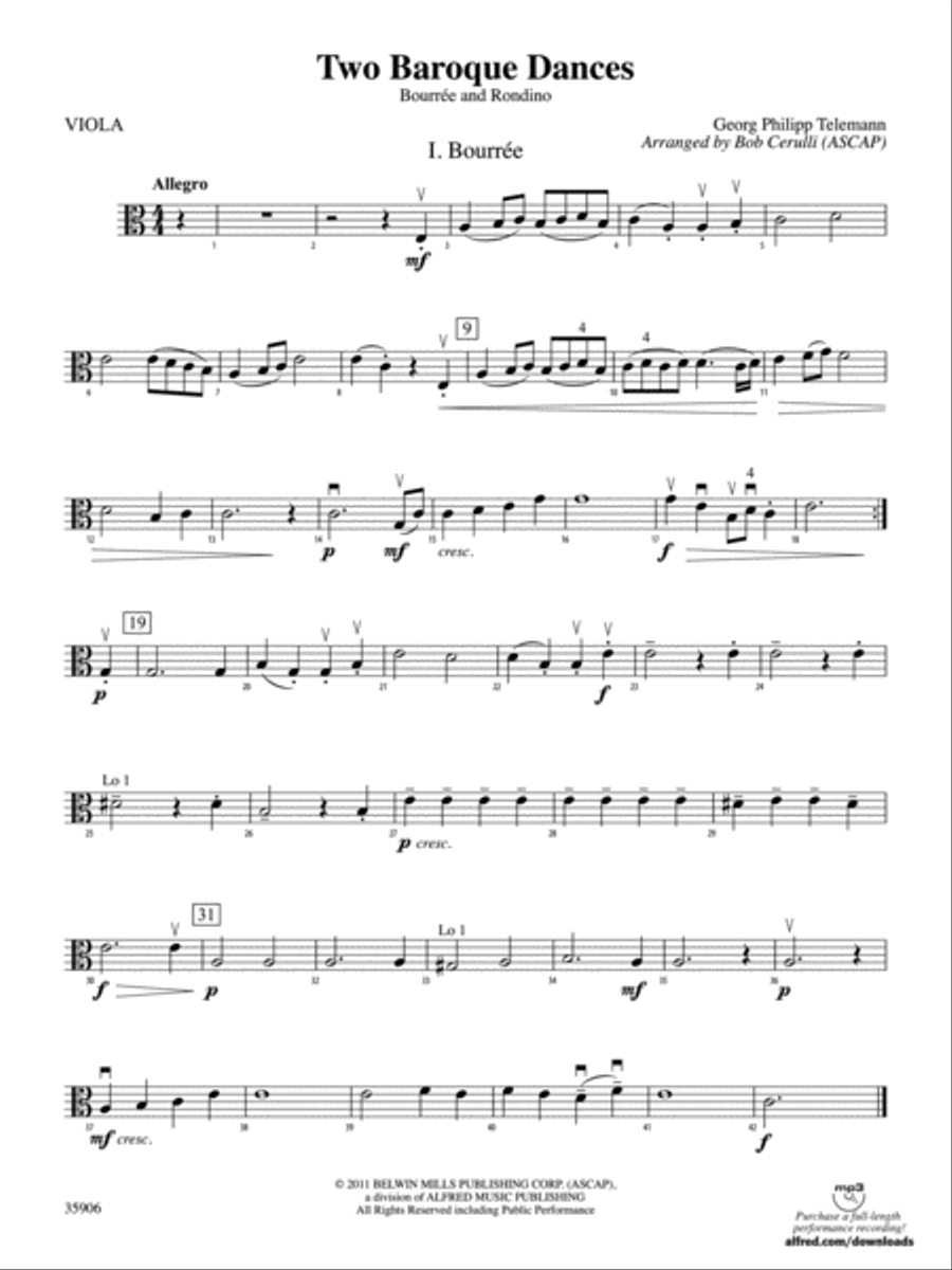 Two Baroque Dances: Viola String Orchestra scores gallery preview page 1