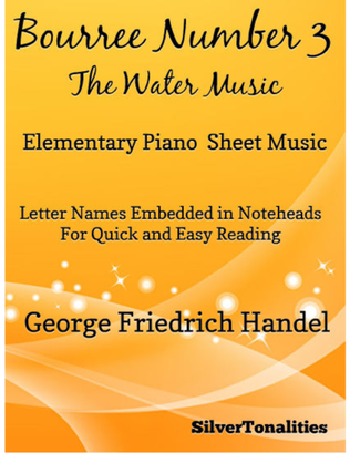 Book cover for Bourree Number 3 Water Music Elementary Piano Sheet Music