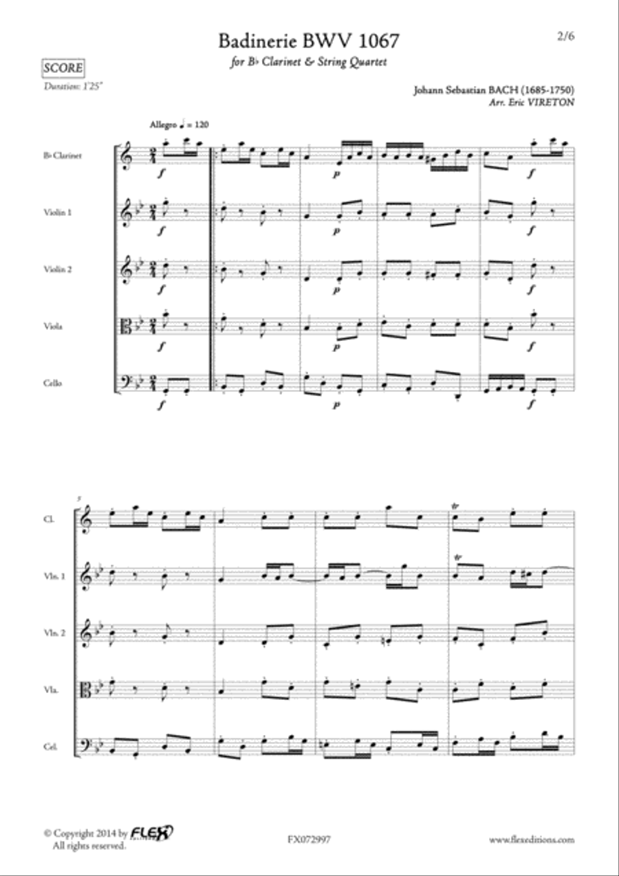Badinerie BWV 1067 Clarinet scores gallery preview page 2